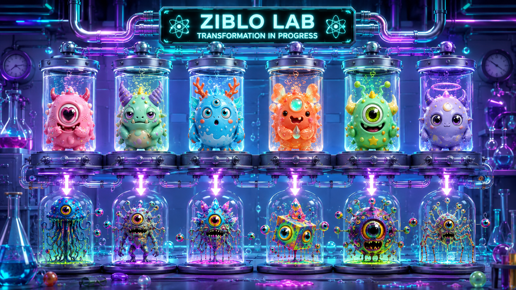 ZIBLO neon transformation lab with specimen chambers